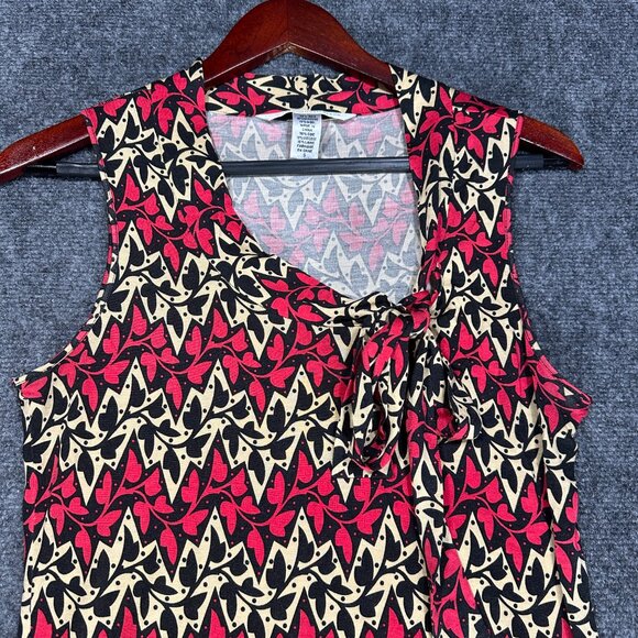 Diane von Furstenberg Top Womens Small Sleeveless Blouse Silk Blend Tie Neck - Picture 3 of 6